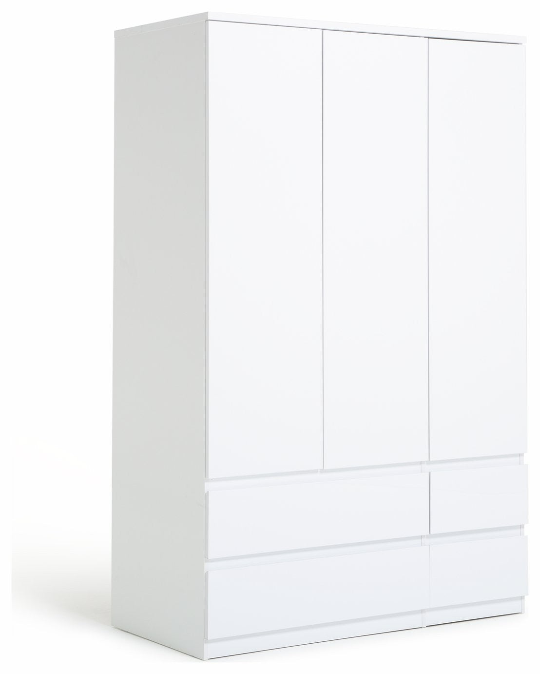 Jenson 3 Door 4 Drawer Wardrobe - Matte White | Organized Living Space (B GRADE)