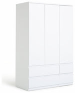 Jenson 3 Door 4 Drawer Wardrobe - Matte White | Organized Living Space (B GRADE)