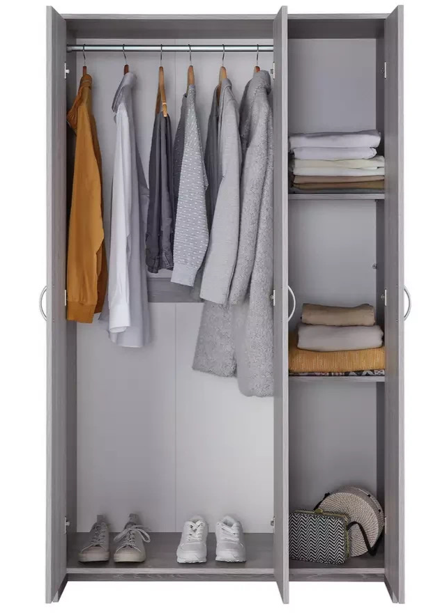 Home Seville 3 Door Wardrobe - Grey Oak Effect | Triple wardrobe