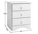 Nordic 3 Drawer Bedside Table - Grey