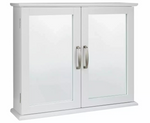 Tongue & Groove 2 Door Mirrored Cabinet White | Bathroom Storage Cabinet Furnitu