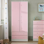 Kids Malibu 2 Door 2 Drawer Wardrobe - Pink & White ( B Grade )