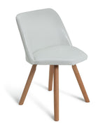 Habitat Quattro Modern Round Dining Table and 4 Chairs in White Faux Leather