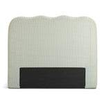 Onda Linen Double Headboard - Stripe Sage | Soft velvet bed backboard