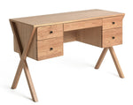 Harlene 5 Drawer Office Desk - Natural | Practical Workstation Storage