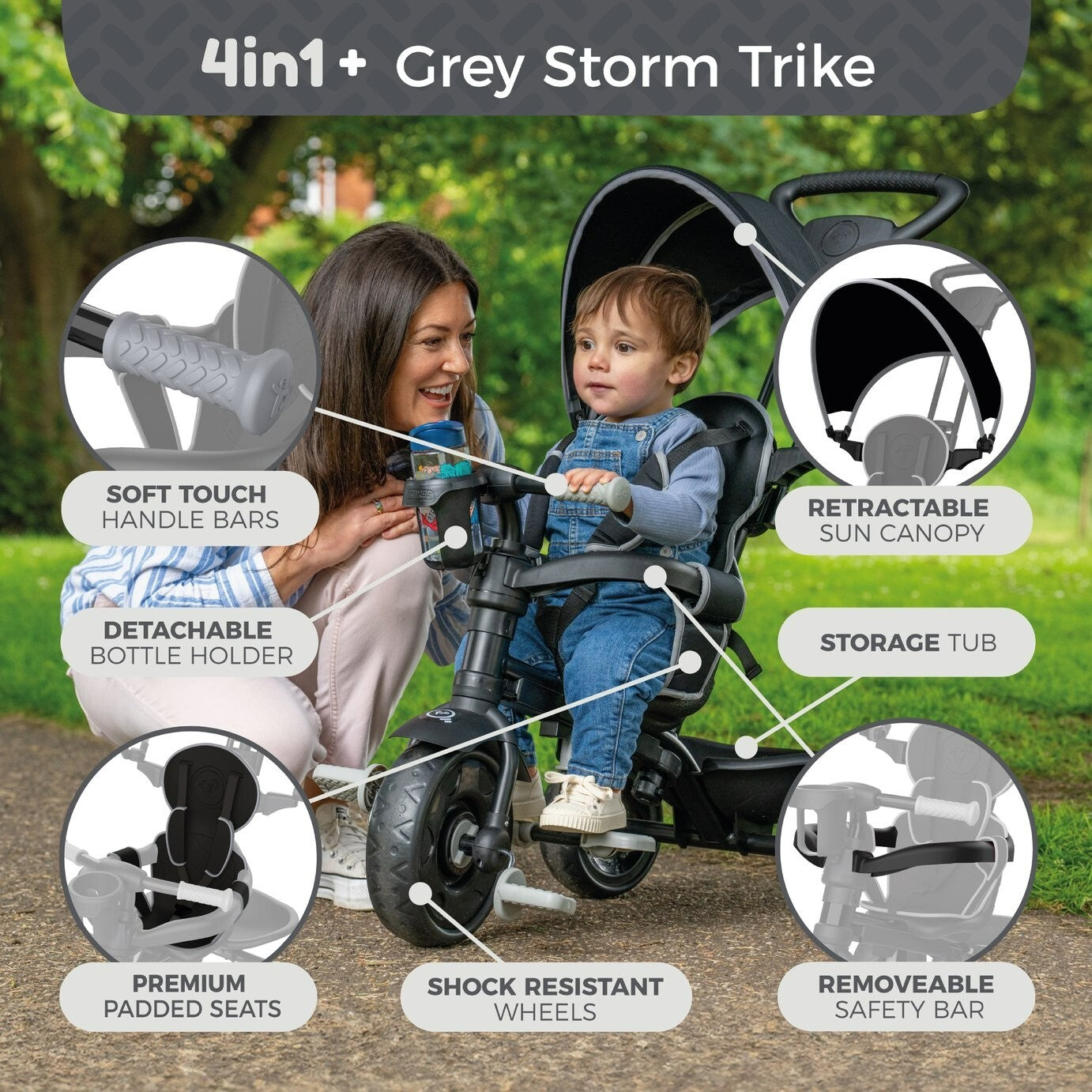TP Toys 4 in 1 Trike - Grey Storm ( B Grade 29705 )