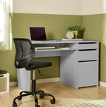 Home Pepper 2 Drawer Large Office Desk - Grey | Modern Computer Workstation