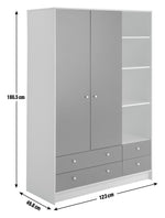Kids Malibu 2 Door 4 Drawer Wardrobe - White