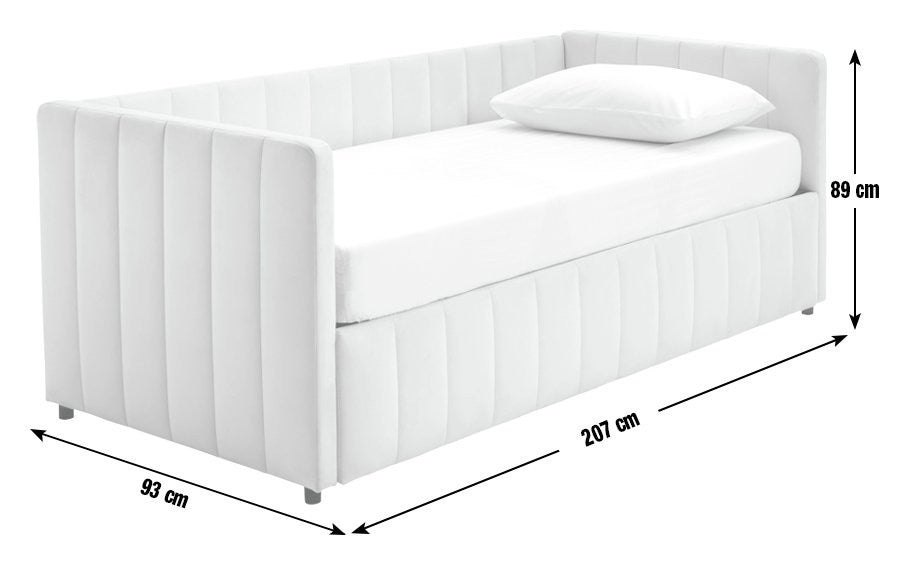 Home Pandora Velvet Trundle Day Bed - Cream | Practical Guest Setup