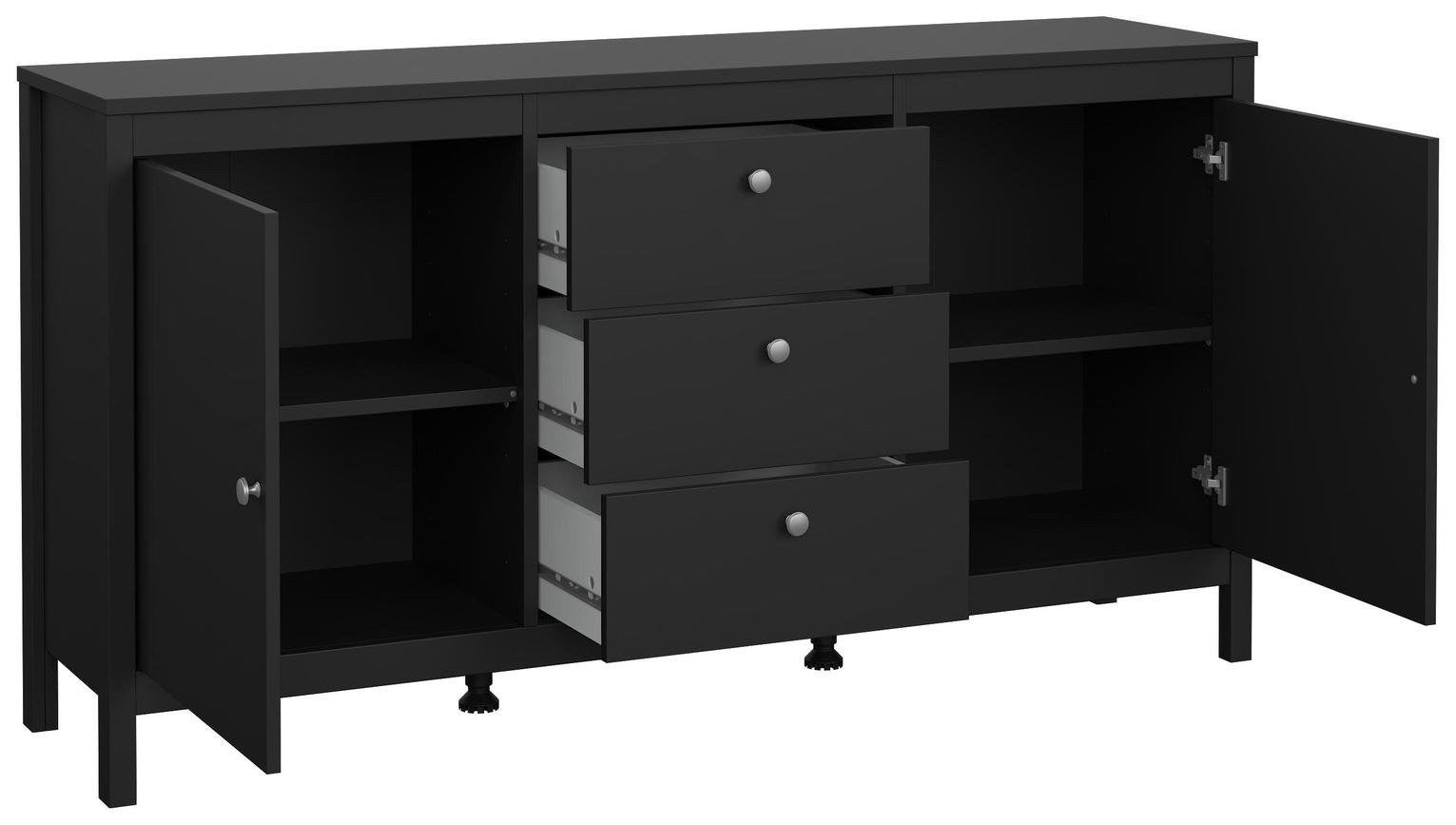 Tvilum Madrid 2 Door 3 Drawer Sideboard - Black | Black sideboard