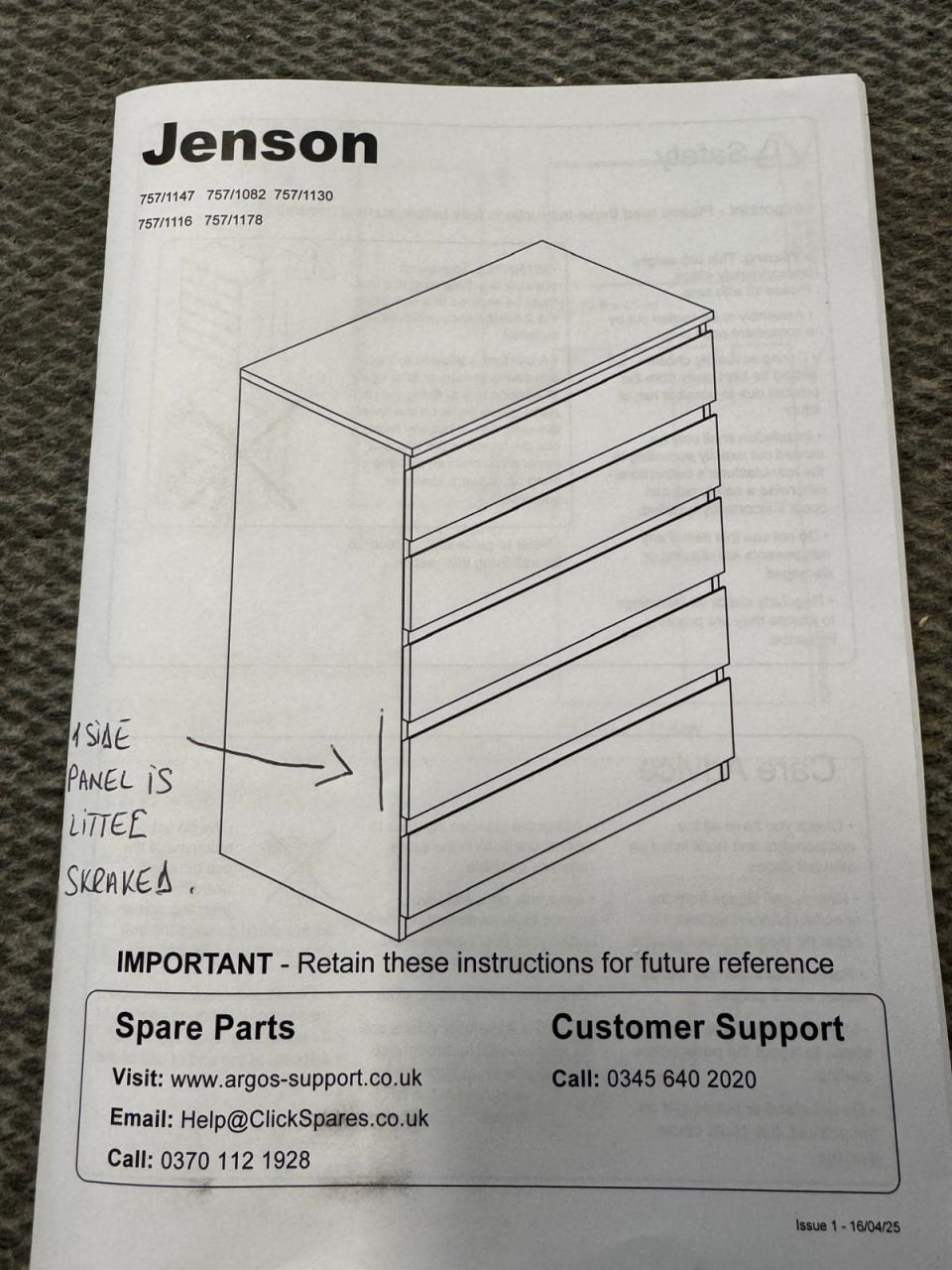 Home Jenson 5 Drawer Chest - Matte White (B GRADE 1042)