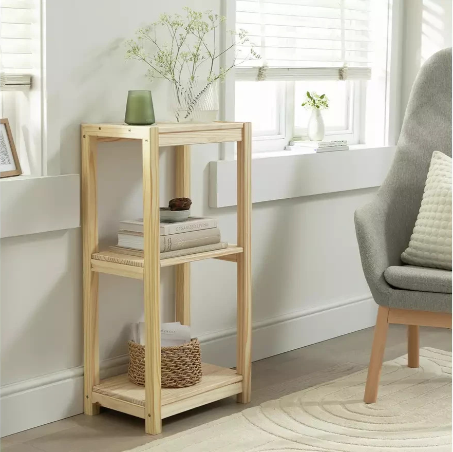 Karee 3 Shelf Shelving Unit Pine | Freestanding Storage Shelving Furniture