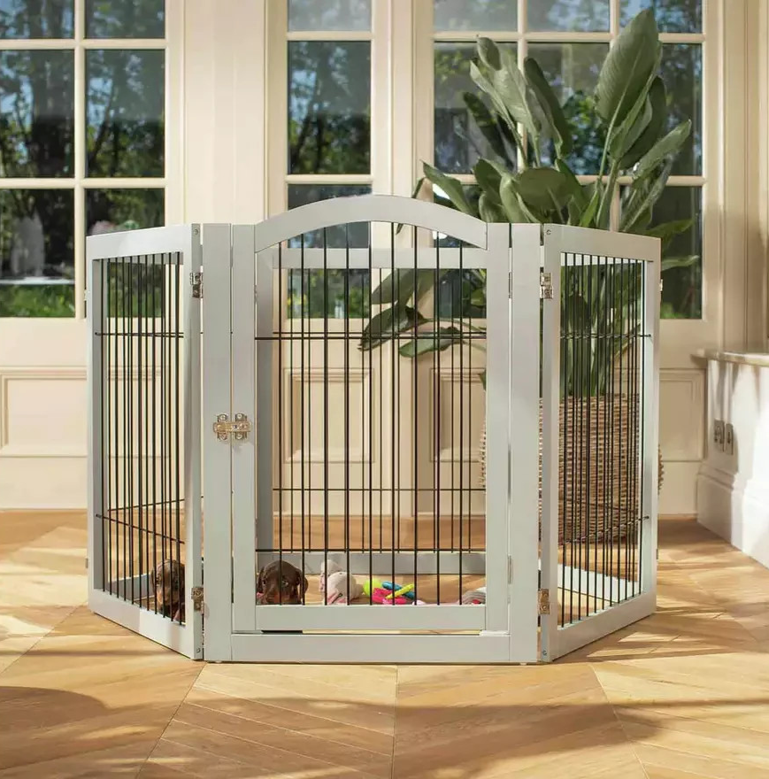 Lords & Labradors Wooden Puppy Play Pen Black 80cm | Pet Safety Enclosure