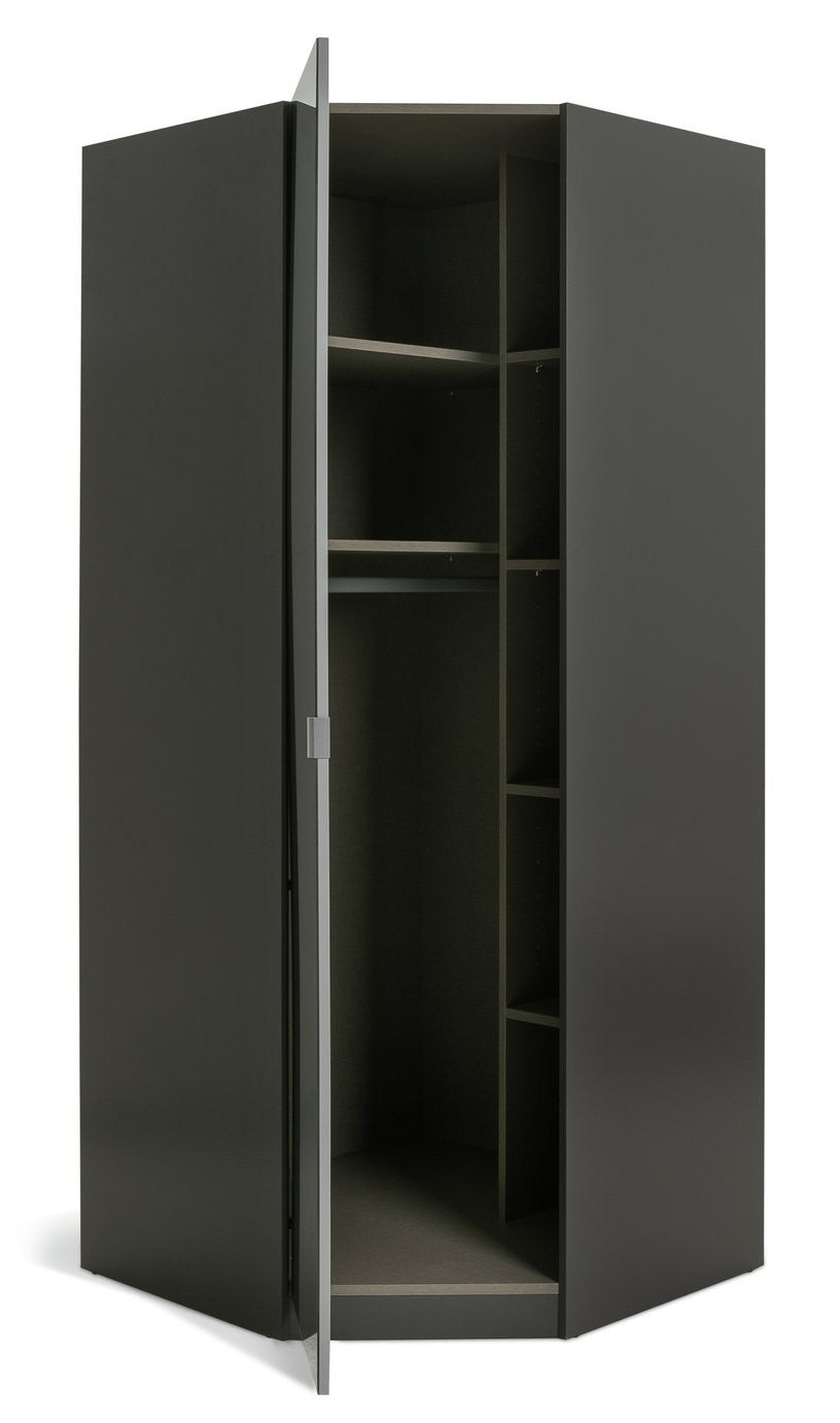 Munich Corner 1 Door Mirror Wardrobe - Anthracite | Organized Clothing Area