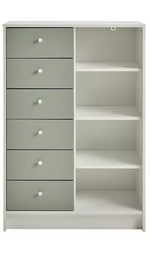 Malibu Kids 6 Drawer Chest - Sage Green & White (B Grade)