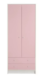 Kids Malibu 2 Door 2 Drawer Wardrobe - Pink & White ( B Grade )