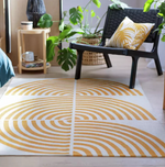 Global Swirl Yellow Cotton Rug 120x170cm | Modern Living Room Floor Rug Carpet