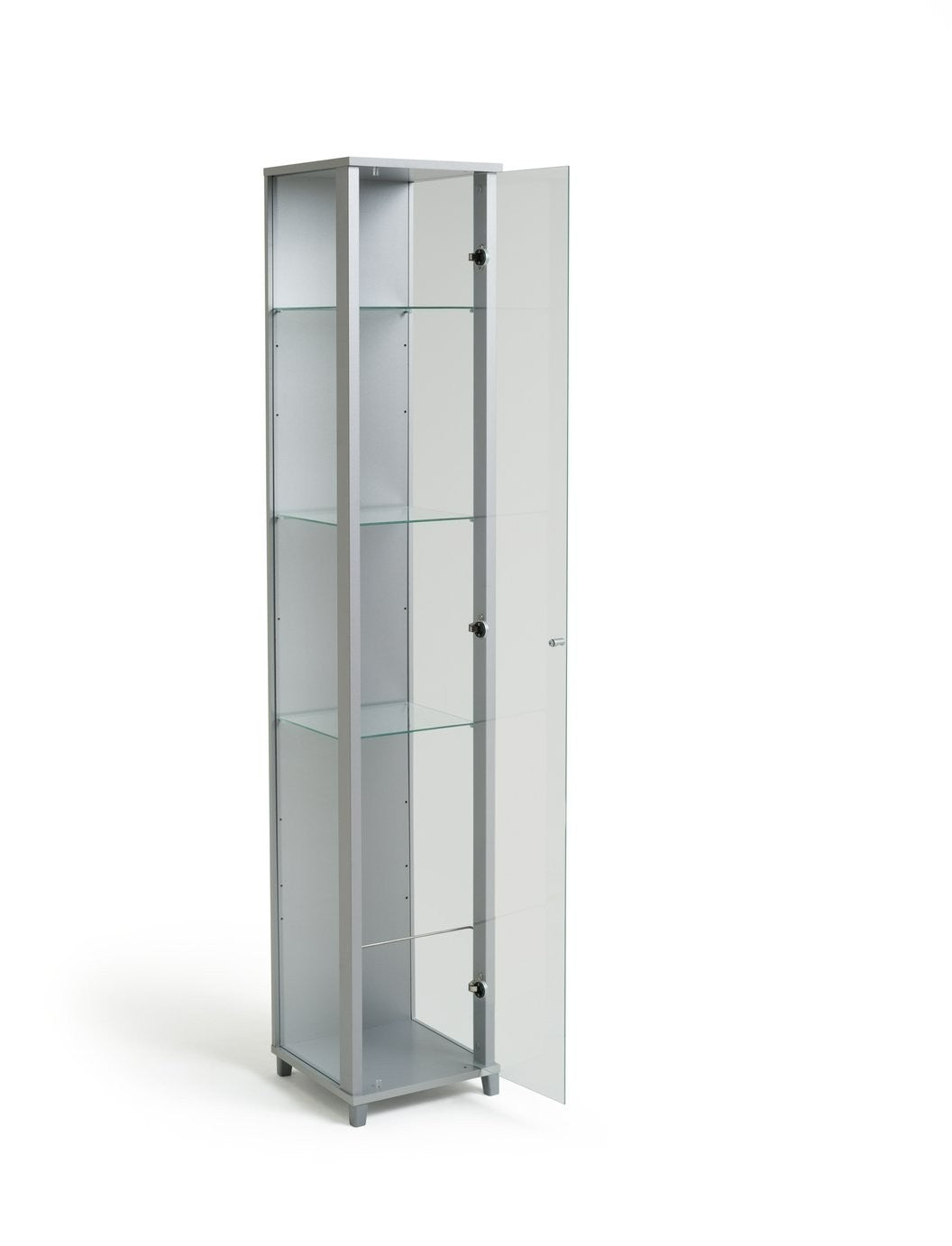Home 1 Door Glass Display Cabinet - Silver | Modern Home Showcase
