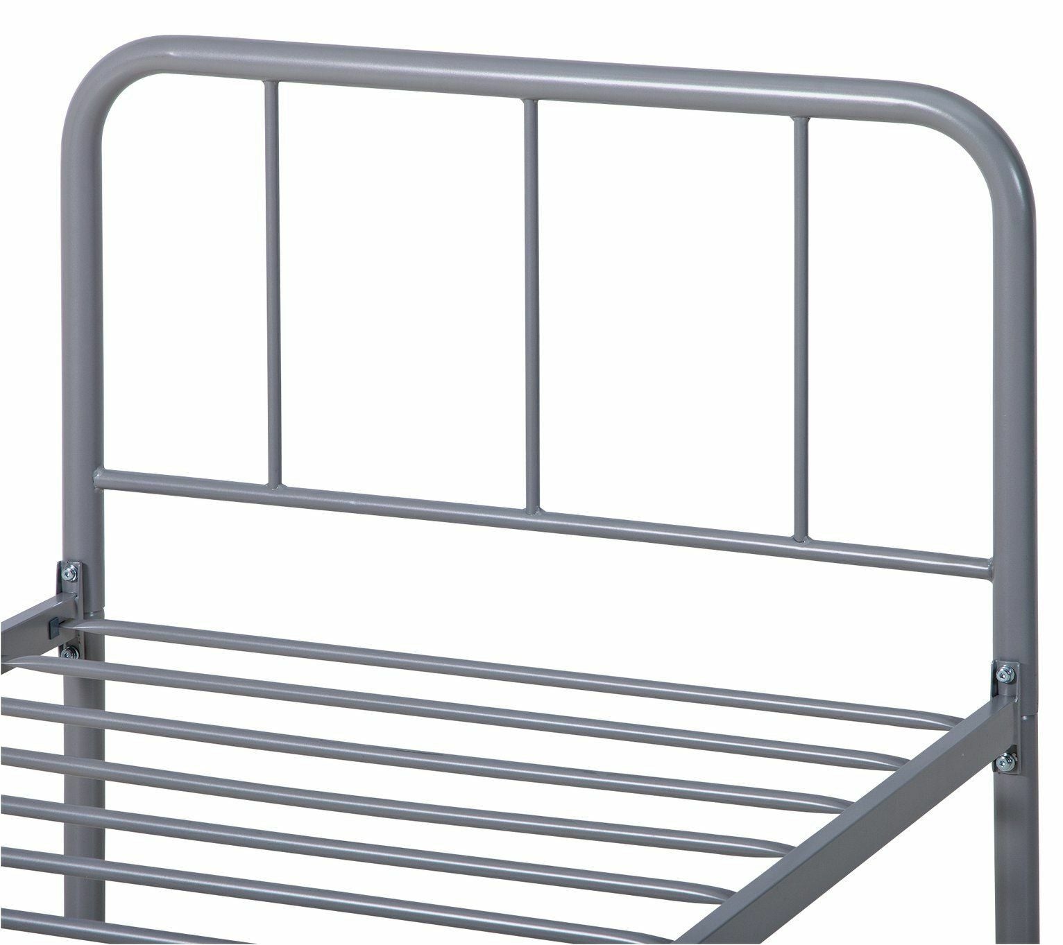 Charlie Single Metal Bed Frame - Silver with Memory Foam Mattress