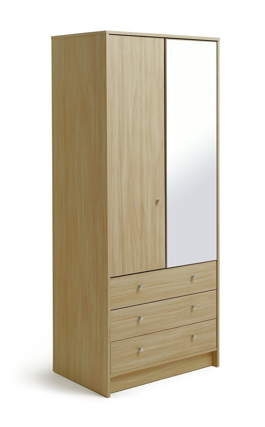 Home Malibu 2 Door 3 Drawer Wardrobe - Beech Effect | wardrobe with drawers