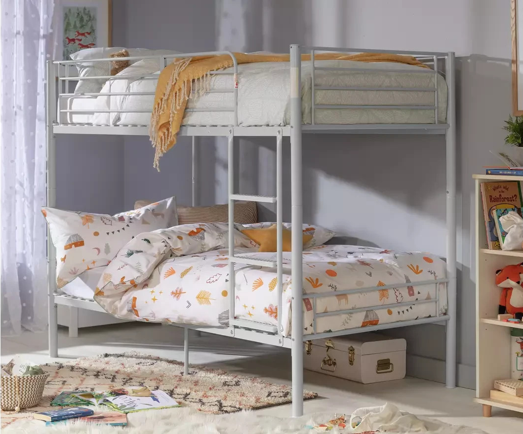 Home Mason Metal Bunk Bed Silver | Kids Bedroom Furniture Bunk Bed Frame