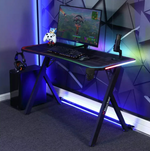 X Rocker Lumio Office Gaming Desk - Black | Black LED Computer Table for Gamers
