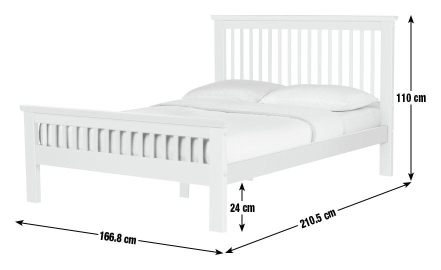 Home Aubrey Kingsize Wooden Bed Frame - White | Modern Solid Wood King Bed