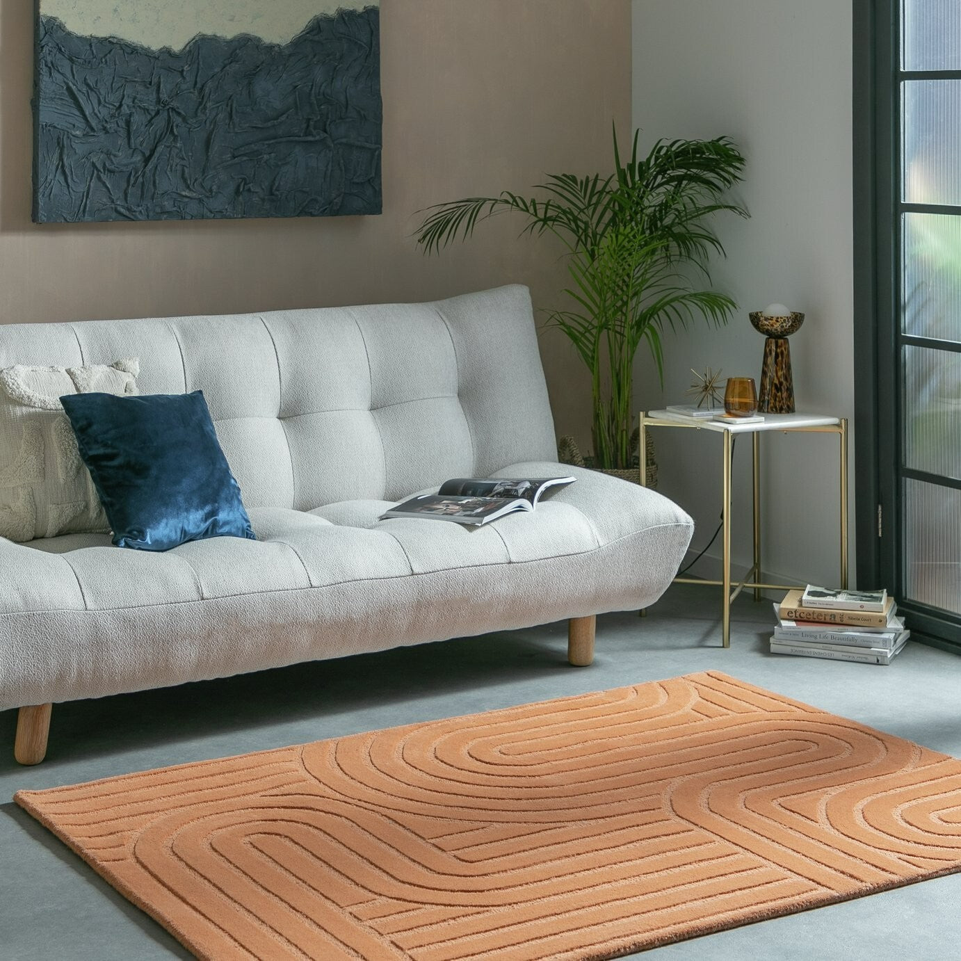 Habitat Mirage Carved Ginger Cut Pile Rug - 170x120cm