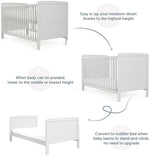 Baby Elegance Travis Baby Cot Bed with Mattress - Grey | Baby cot with mattress