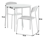 Stella Round Modern Dining Table and 2 Black Chairs 80cm - Wood Effect