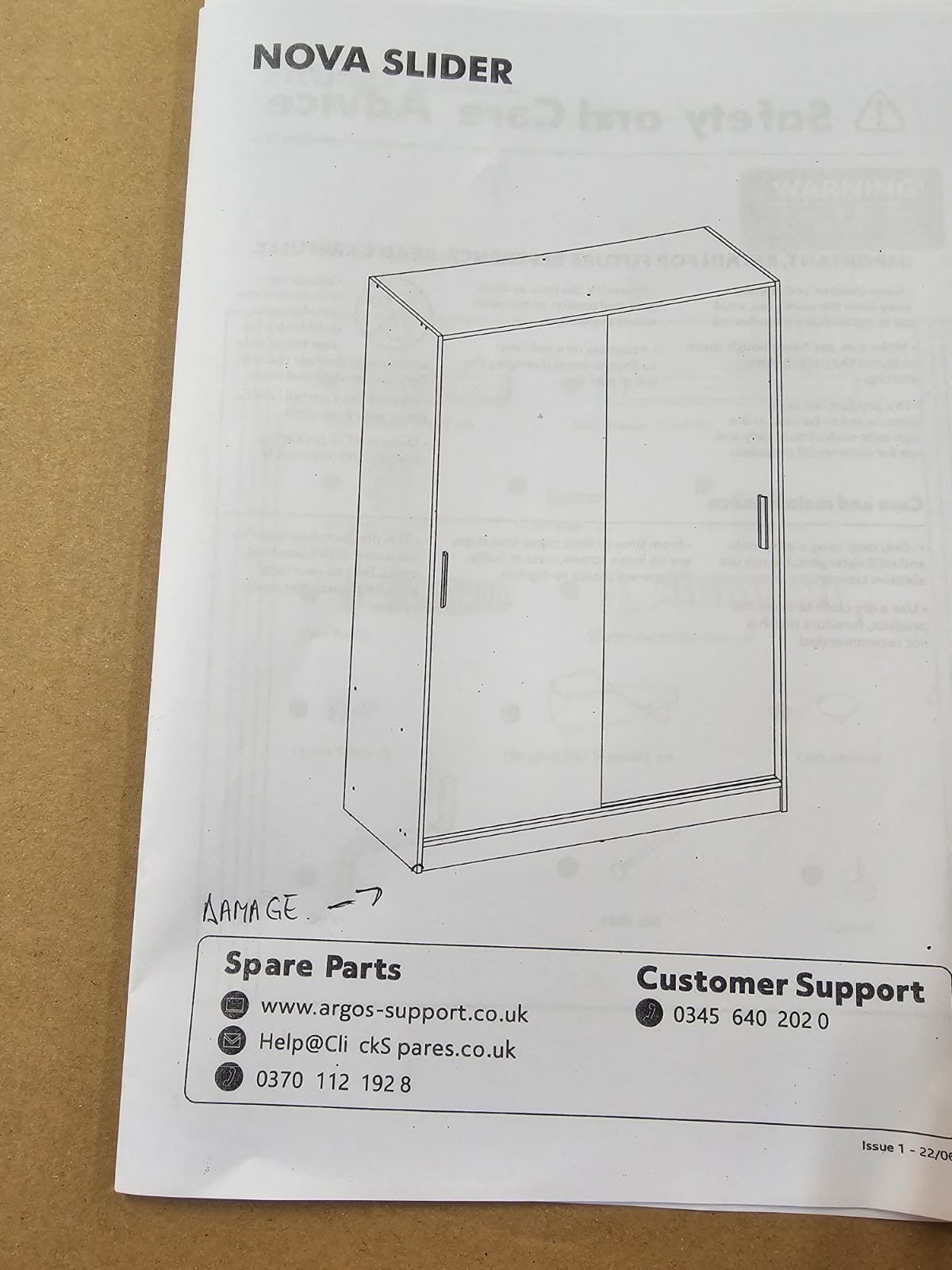 Nova 2 Door Sliding Wardrobe - White ( B Grade 70265 - 70266 )