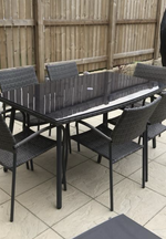 Cusco Black 6 Seat Rattan Table 6mm ( Only table )