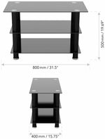 AVF TV Stand With Storage in Black - Up to 40 Inch TV Unit Glass - 80cm Wide