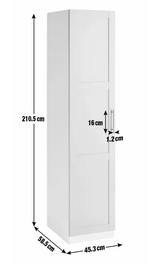 Munich Panelled 1 Door Wardrobe Grey | Bedroom Tall Storage Furniture Unit