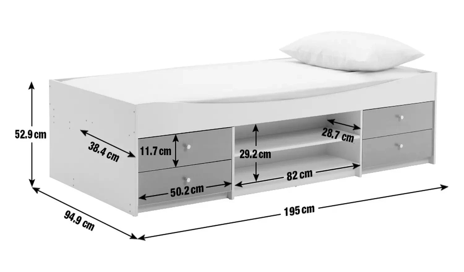 Malibu Storage Cabin Bed White & Acacia | Kids Bedroom Bed with Storage