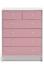 Kids Malibu 6 Drawer Chest - Pink & White (B GRADE 1033.)