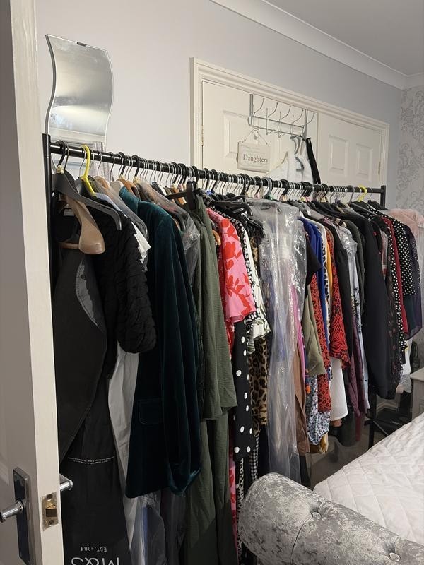 Heavy Duty 6 Feet Wide Clothes Rail Black | Garment Hanging Rail Clothes Storage