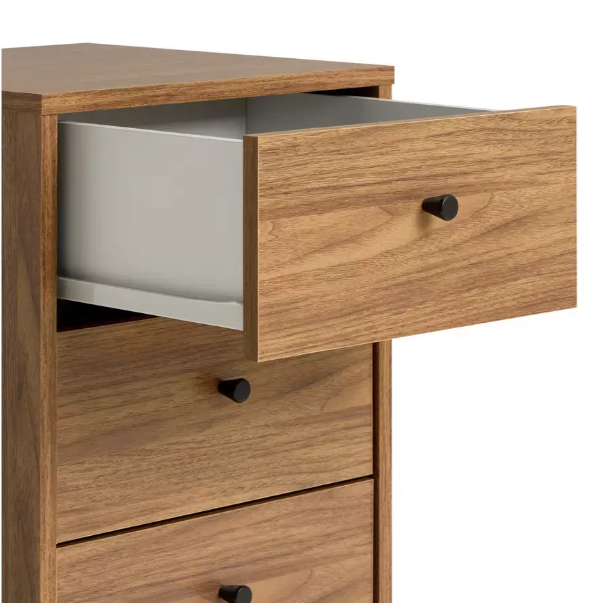 Home Malibu 5 Drawer Tallboy Walnut | Tall Storage Cabinet Furniture Unit
