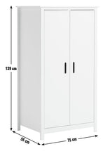 Kids Ronnie Short 2 Door Wardrobe - White