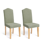 Home Midback Pair of Fabric Dining Chairs Green | Modern Kitchen Dining Seating 