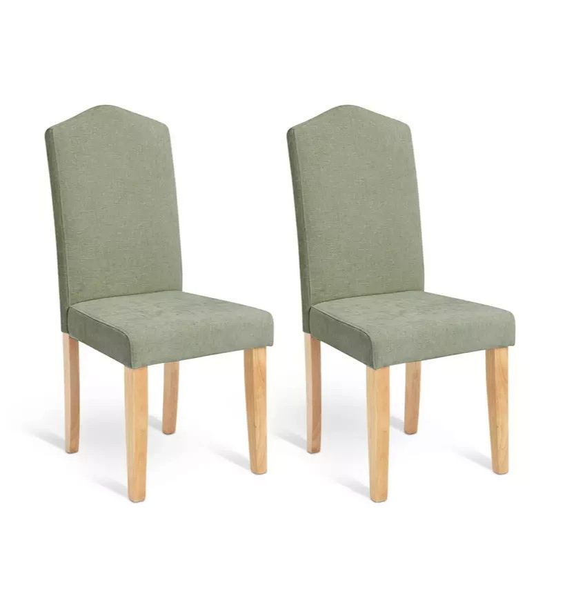 Home Midback Pair of Fabric Dining Chairs Green | Modern Kitchen Dining Seating 