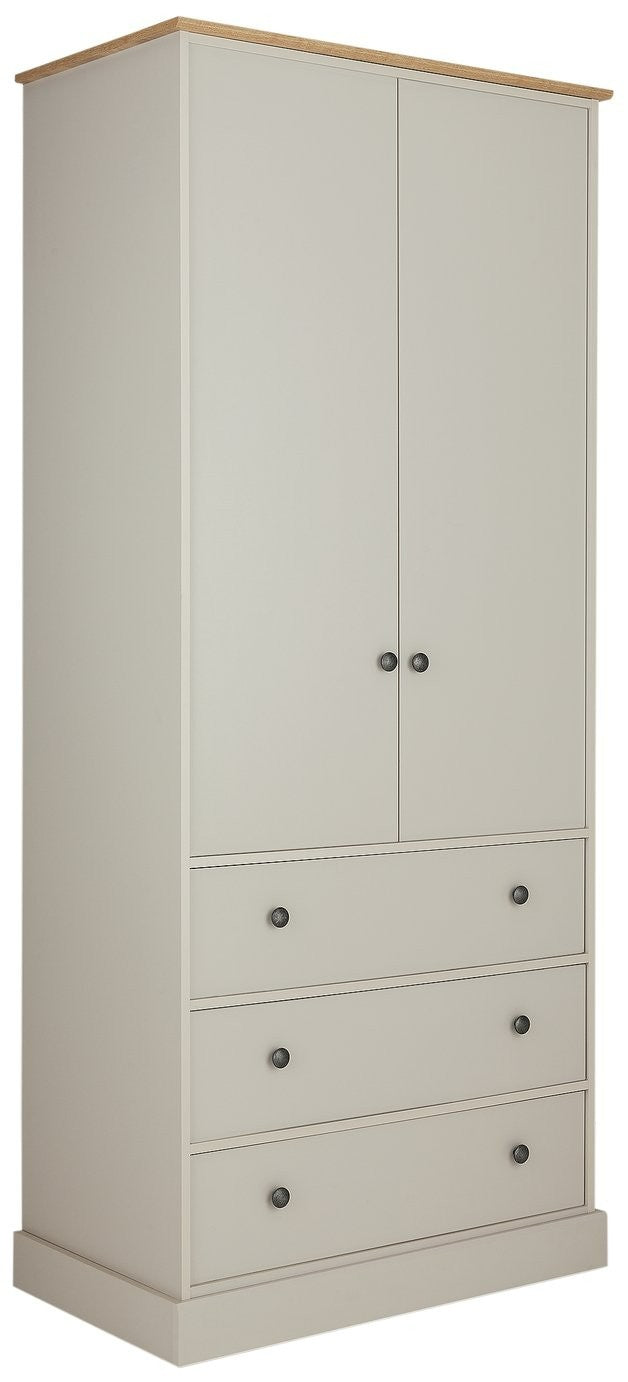 Kensington 2Dr 3Drw Wardrobe - Grey & Oak Effect | Modern wardrobe