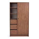 Malibu 1 Door 3 Drawer Sliding Wardrobe - Walnut | Smart Space-Saving Storage