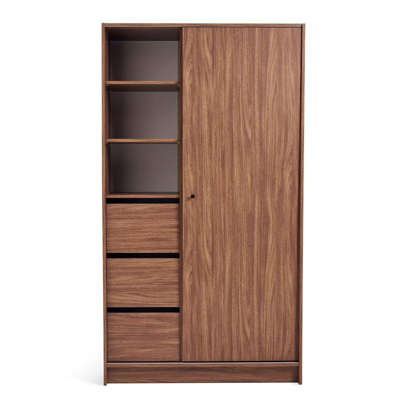 Malibu 1 Door 3 Drawer Sliding Wardrobe - Walnut | Smart Space-Saving Storage