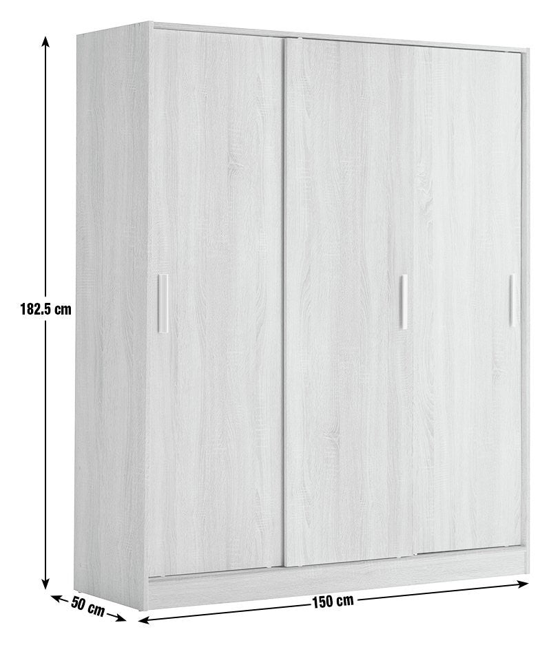 Home Nova 3 Door Sliding Wardrobe - Oak | Spacious Clothing Organization