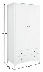 Minato 2 Door 2 Drawer Wardrobe - White | compact white wardrobe