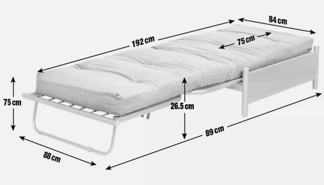 Single Metal Futton - Silver | Compact Futon Bed