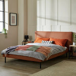 Flux Double Bed Frame Tan | Upholstered Double Bed Bedroom Furniture