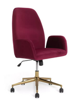 Clarice Velvet Office Chair Burgundy | Comfortable Home Office Desk Chair
