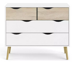 Tvilum Oslo 4 Drawer Chest White & Oak | Bedroom Storage Chest of Drawers